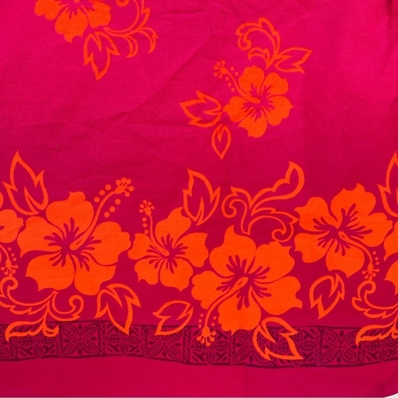 VTG Hilo Hattie Hawaiian Hibiscus Floral Wrap Skort Bright Pink Orange XL GUC - Picture 8 of 10